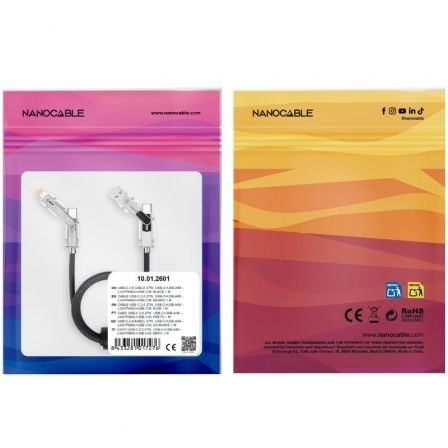 Cabo USB 2.0 Tipo-C Nanocable 10.01.2601/ USB Tipo-C Macho + USB Macho - USB Tipo-C Macho + Lightning Macho/ Até 27W/ 480Mbps/ 1m/ Preto - Imagem 4