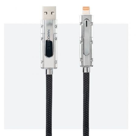 Cabo USB 2.0 Tipo-C Nanocable 10.01.2602/ USB Tipo-C Macho + USB Macho - USB Tipo-C Macho + Lightning Macho/ Até 27W/ 480Mbps/ 2m/ Preto - Imagem 3