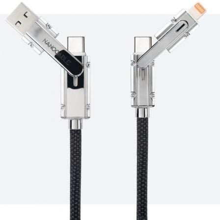 Cabo USB 2.0 Tipo-C Nanocable 10.01.2602/ USB Tipo-C Macho + USB Macho - USB Tipo-C Macho + Lightning Macho/ Até 27W/ 480Mbps/ 2m/ Preto - Imagem 2