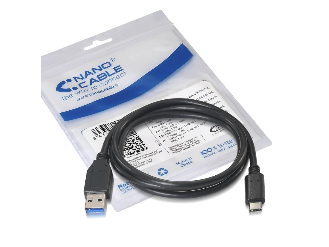 Cabo USB 3.1 Nanocable 10.01.4001/ USB Tipo-C Macho - USB Macho/ 1m/ Preto - Imagem 2