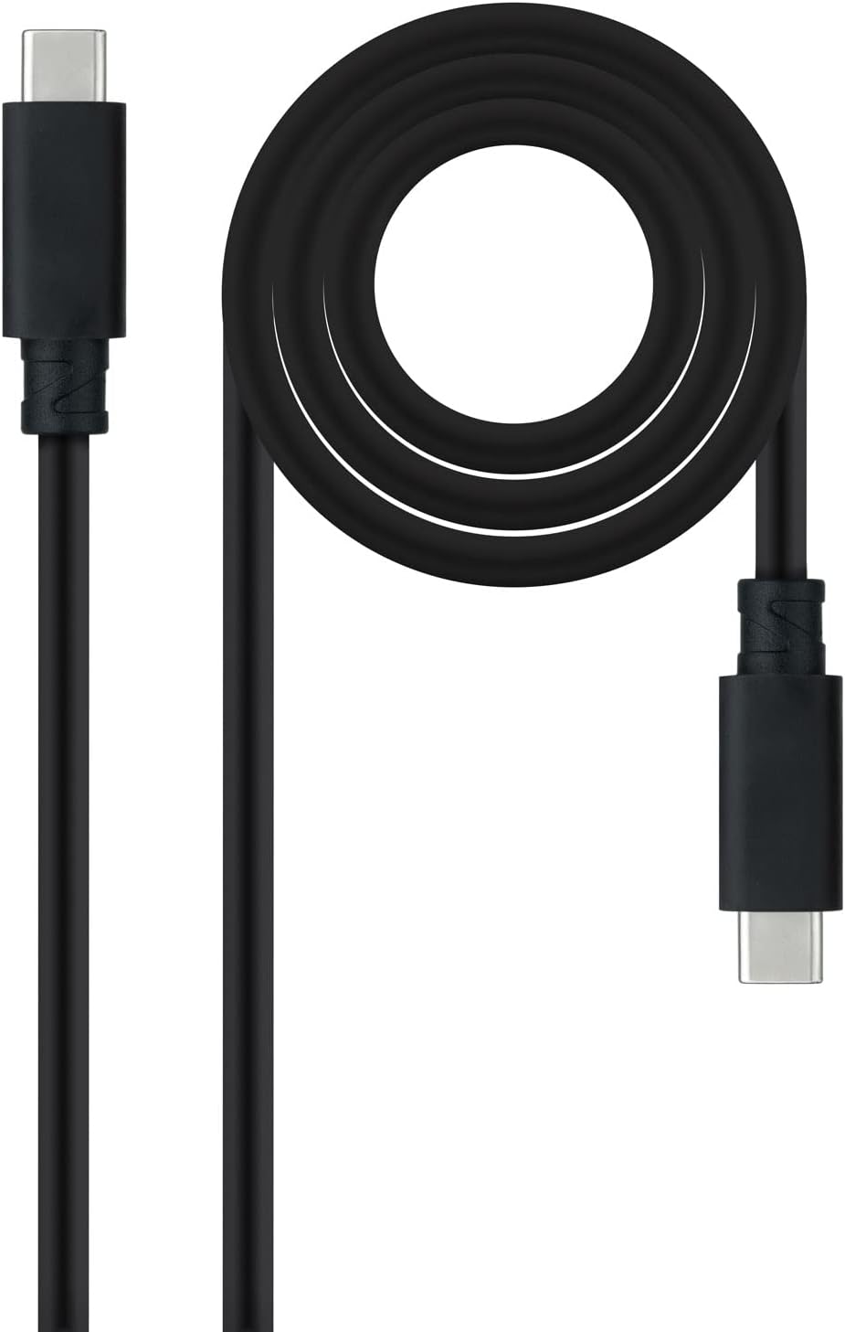 Cabo USB 3.1 Tipo-C Nanocable 10.01.4100/ USB Tipo-C Macho - USB Tipo-C Macho/ Até 100W/ 50cm/ Preto