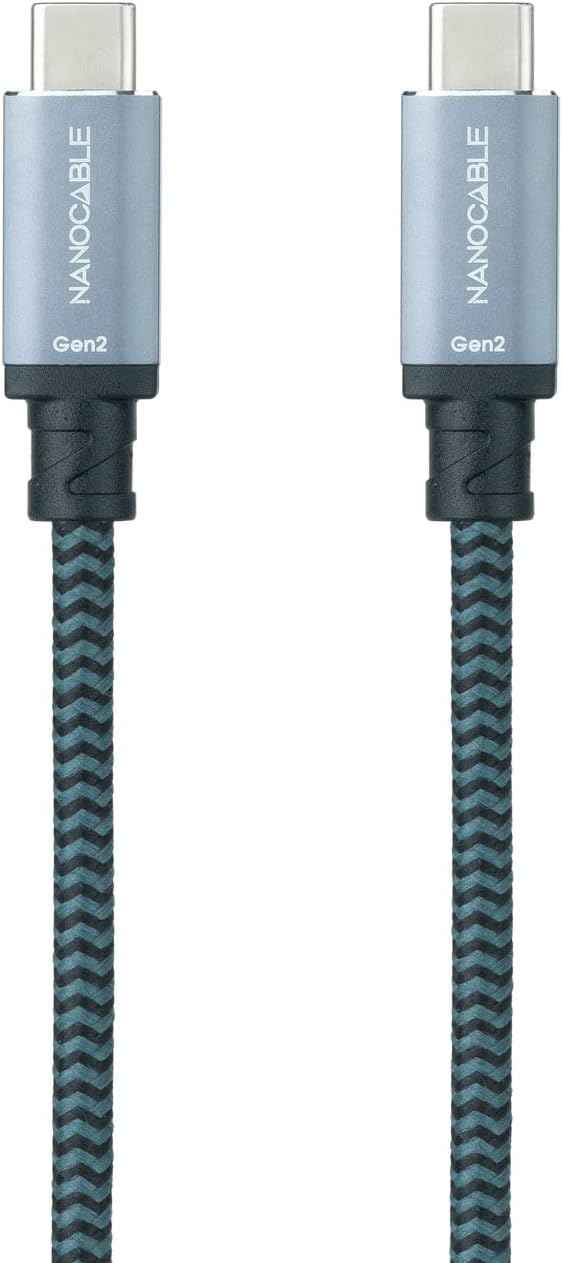 Cabo USB 3.1 Tipo-C Nanocable 10.01.4101-COMB/ USB Tipo-C Macho - USB Tipo-C Macho/ Até 100W/ 20Gbps/ 1m/ Cinzento e Preto - Imagem 2