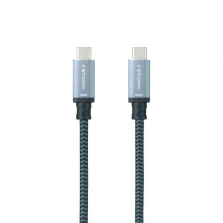 Cabo USB 3.1 Tipo-C Nanocable 10.01.4101-L150-COMB/ USB Tipo-C Macho - USB Tipo-C Macho/ Até 100W/ 20Gbps/ 1.5m/ Cinzento e Preto