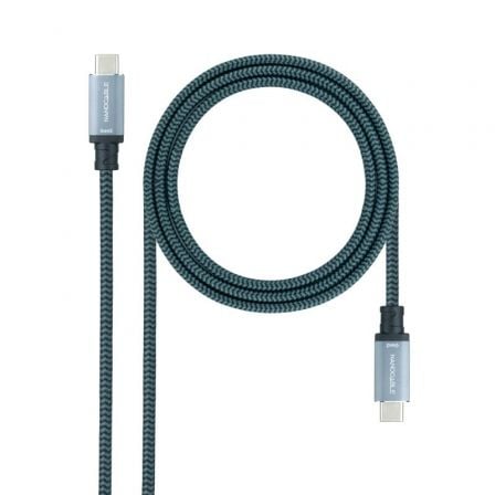 Cabo USB 3.1 Tipo-C Nanocable 10.01.4101-L150-COMB/ USB Tipo-C Macho - USB Tipo-C Macho/ Até 100W/ 20Gbps/ 1.5m/ Cinzento e Preto - Imagem 2