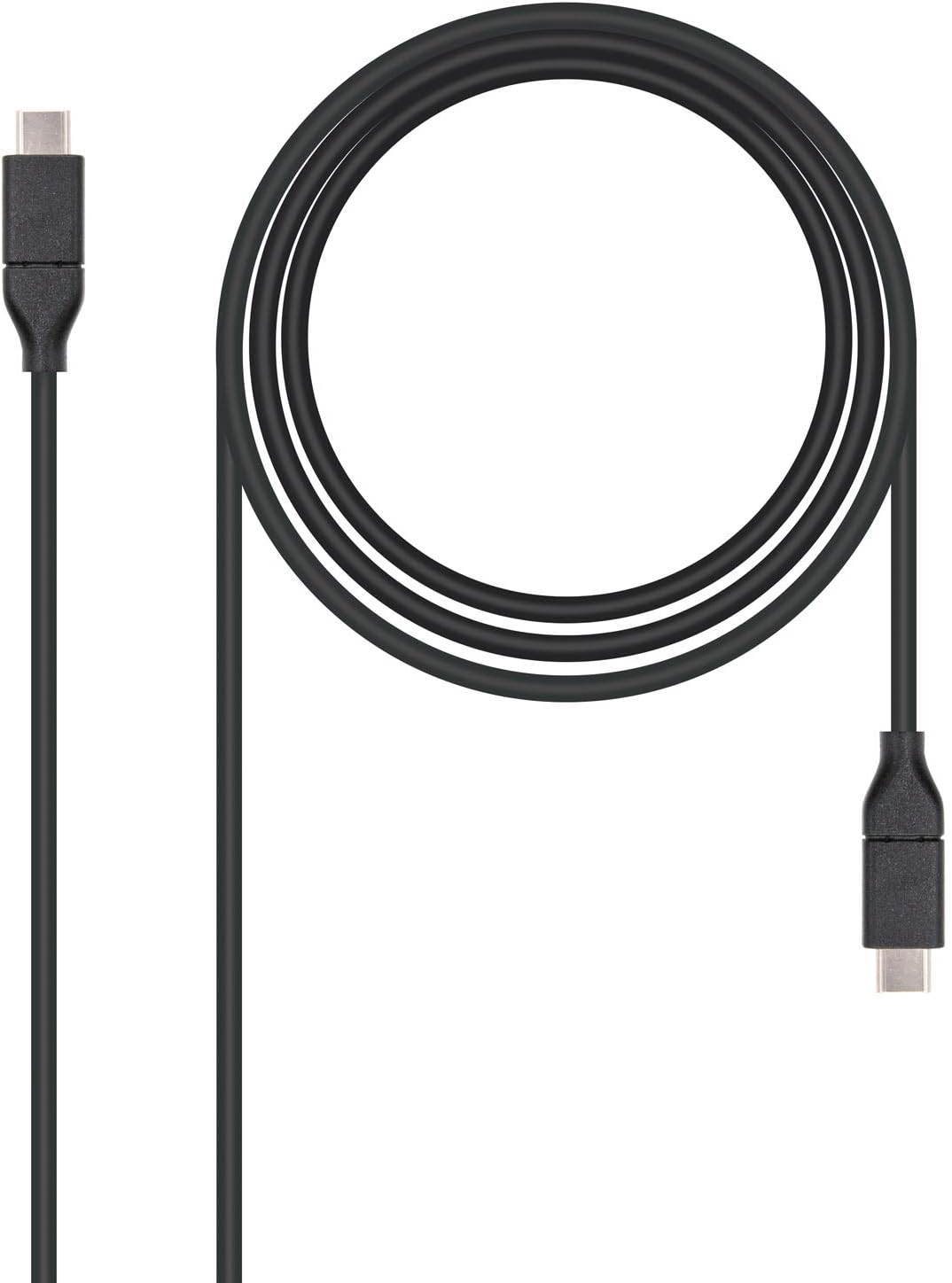 Tinteiro USB 3.1 Nanocable 10.01.4101/ USB Tipo-C Macho - USB Tipo-C Macho/ 1m/ Preto