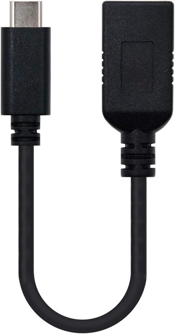 Cabo USB 3.1 Nanocable 10.01.4201/ USB Tipo-C Macho - USB Fêmea/ 15cm/ Preto
