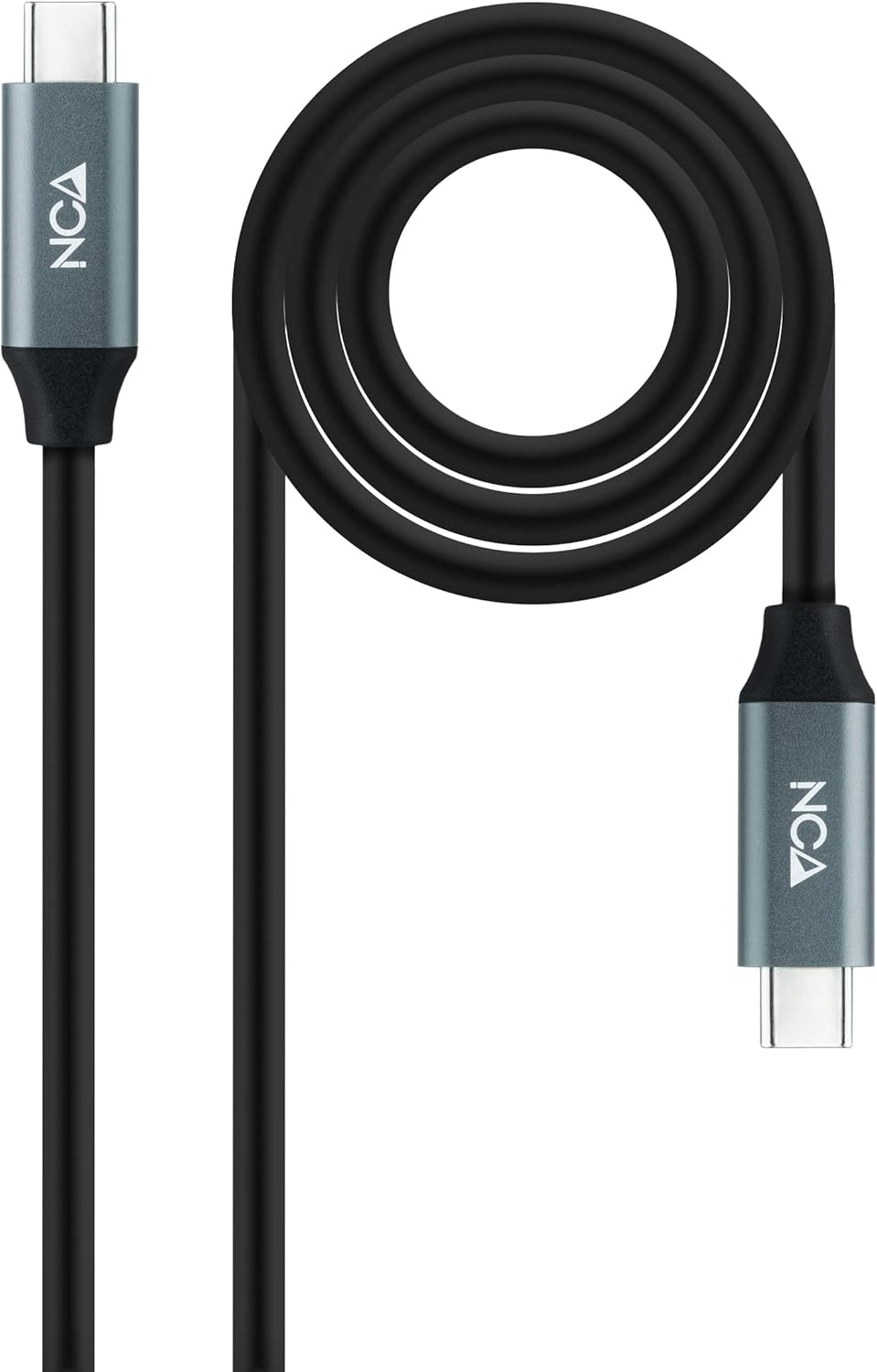 Cabo USB 3.2 Tipo-C Nanocable 10.01.4301 5A 100W/ USB Tipo-C Macho - USB Tipo-C Macho/ 1m/ Cinzento e Preto