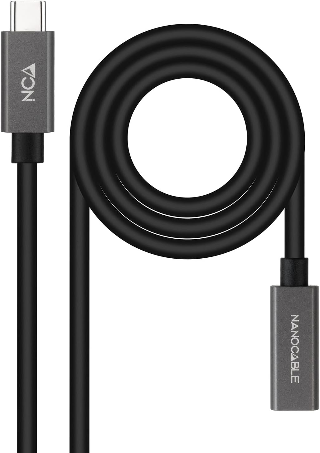 Cabo Extensor USB 3.2 Nanocable 10.01.4400/ USB Tipo-C Macho - USB Tipo-C Fêmea/ 50cm/ Preto