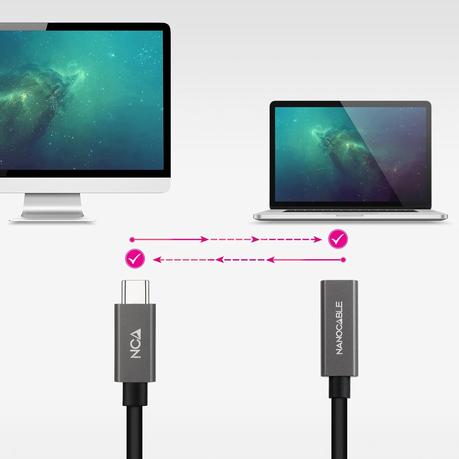 Cabo Extensor USB 3.2 Nanocable 10.01.4401-L150/ USB Tipo-C Macho - USB Tipo-C Fêmea/ 1.5m/ Preto - Imagem 5