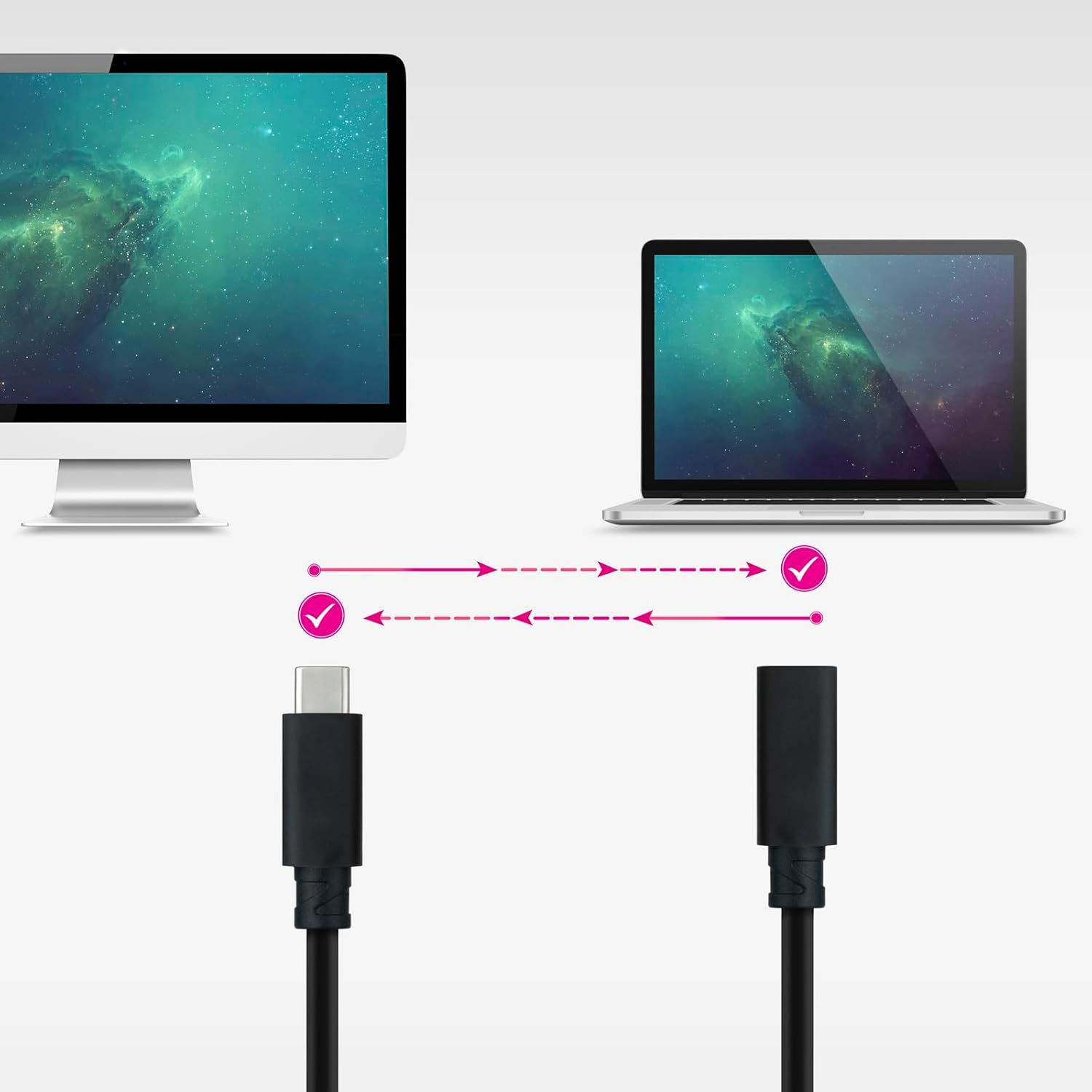 Cabo Extensor USB Tipo-C 3.2 Nanocable 10.01.4500/ USB Tipo-C Macho - USB Tipo-C Fêmea/ 50cm/ Preto - Imagem 4