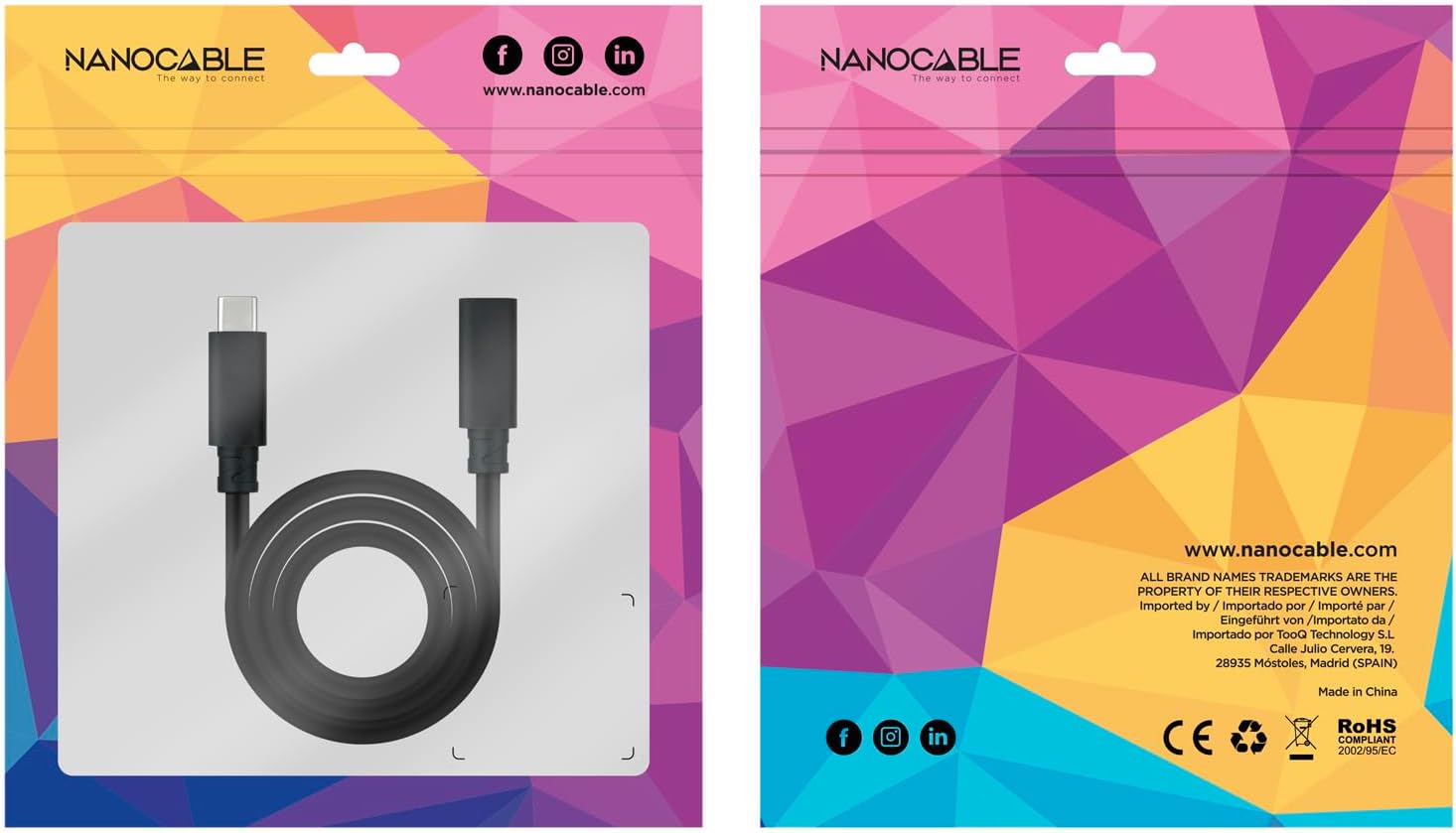 Cabo Extensor USB Tipo-C 3.2 Nanocable 10.01.4500/ USB Tipo-C Macho - USB Tipo-C Fêmea/ 50cm/ Preto - Imagem 7