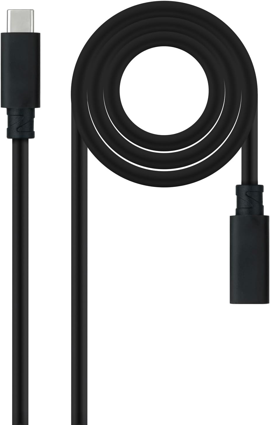 Cabo Extensor USB Tipo-C 3.2 Nanocable 10.01.4501/ USB Tipo-C Macho - USB Tipo-C Fêmea/ 1m/ Preto