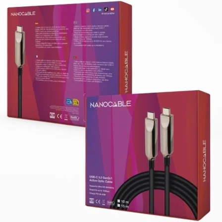 Cabo USB-C Nanocable 10.01.4615 AOC 15m 10Gbps 60W Power Delivery 8K@60Hz Preto - Imagem 4