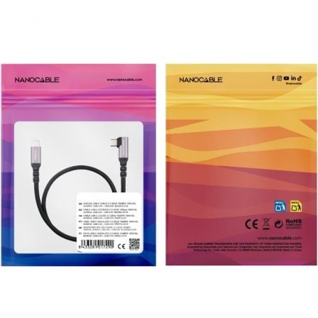 Cabo USB 3.2 Tipo-C Em Ângulo Nanocable 10.01.4701/ USB Tipo-C Macho - USB Tipo-C Macho/ Até 100W/ 10Gbps/ 1m/ Preto - Imagem 3