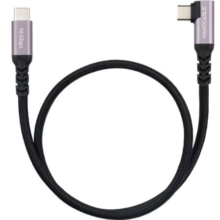 Cabo USB 3.2 Tipo-C Em Ângulo Nanocable 10.01.4701/ USB Tipo-C Macho - USB Tipo-C Macho/ Até 100W/ 10Gbps/ 1m/ Preto - Imagem 2