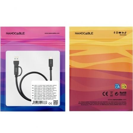 Cabo USB 3.2 Tipo-C Nanocable 10.01.4802/ USB Tipo-C Macho/ USB Macho - USB Tipo-C Macho/ Até 60W/ 10Gbps/ 2m/ Preto - Imagem 3