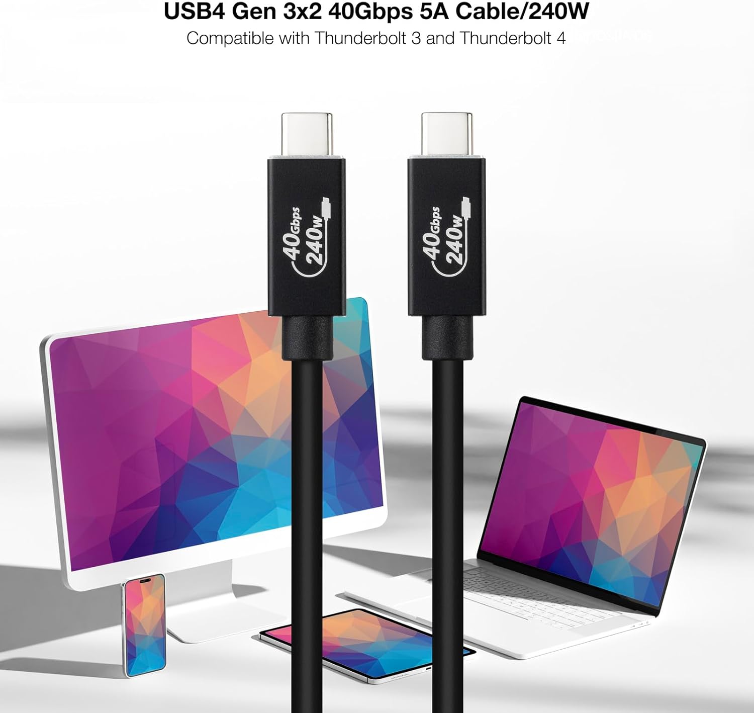 Cabo USB 4.0 Nanocable 10.01.5001/ USB Tipo-C Macho - USB Tipo-C Macho/ Até 240W/ 40Gbps/ 1m/ Preto - Imagem 3