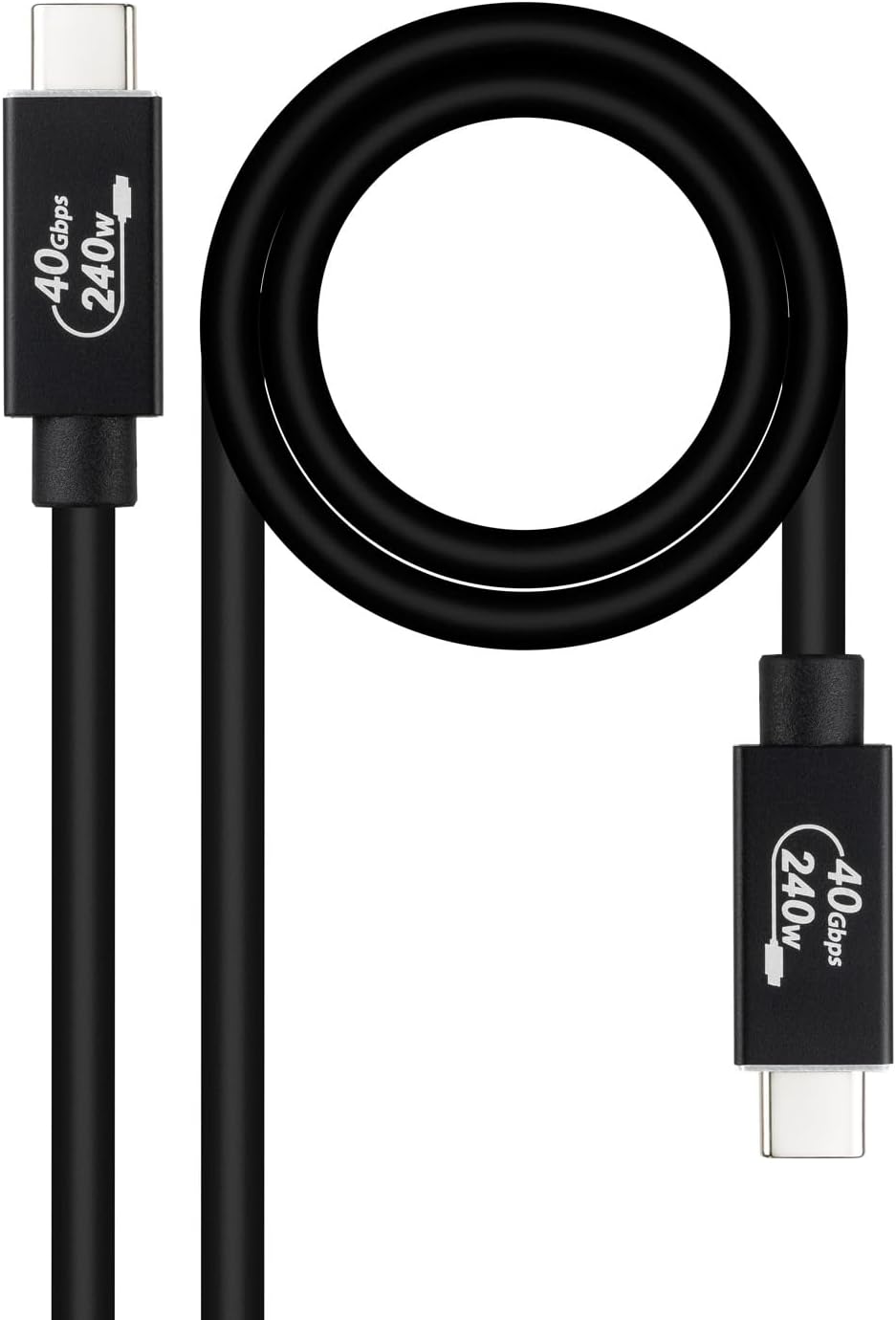 Cabo USB 4.0 Nanocable 10.01.5002/ USB Tipo-C Macho - USB Tipo-C Macho/ Até 240W/ 40Gbps/ 1.8m/ Preto