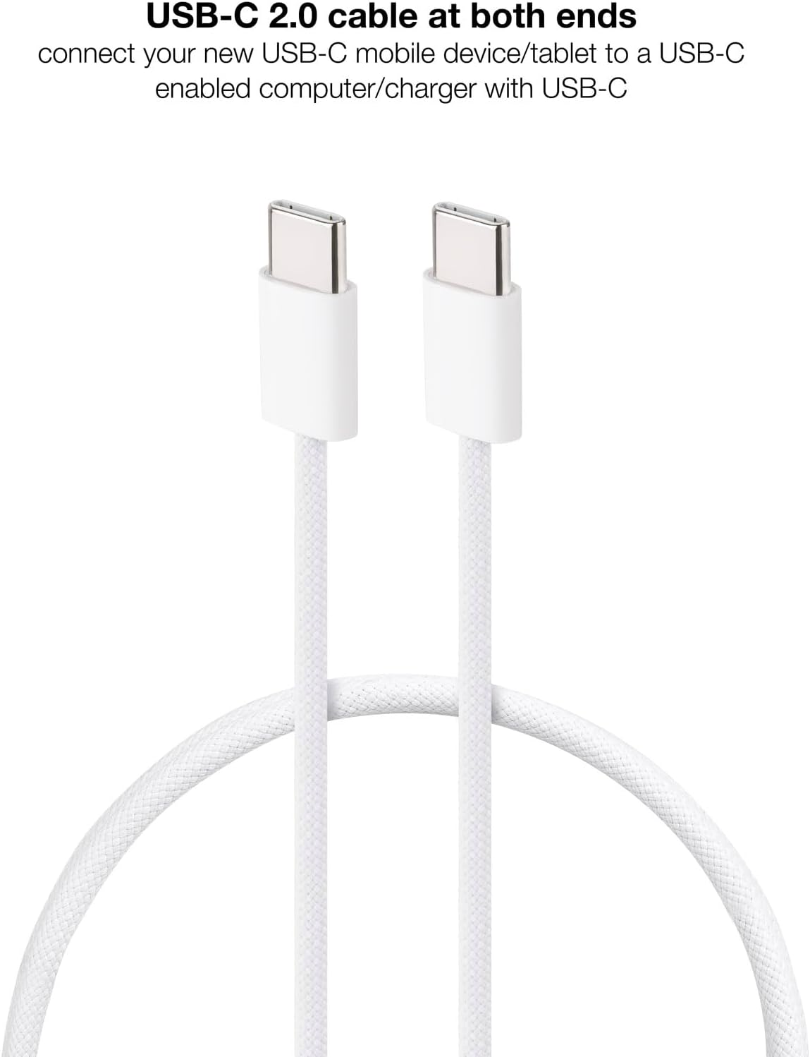 Cabo USB 2.0 Tipo-C Nanocable 10.01.6001-CO/ USB Tipo-C Macho - USB Tipo-C Macho/ Até 60W/ 480Mbps/ 1m/ Branco - Imagem 3