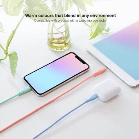 Cabos USB 2.0 Lightning Nanocable 10.10.0401-A1/ USB Macho - Lightning Macho/ 1m/ 3 Unidades/ Rosa, Azul e Verde - Imagem 3