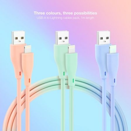 Cabos USB 2.0 Lightning Nanocable 10.10.0401-A1/ USB Macho - Lightning Macho/ 1m/ 3 Unidades/ Rosa, Azul e Verde - Imagem 2