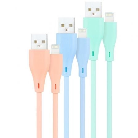 Cabos USB 2.0 Lightning Nanocable 10.10.0401-A1/ USB Macho - Lightning Macho/ 1m/ 3 Unidades/ Rosa, Azul e Verde