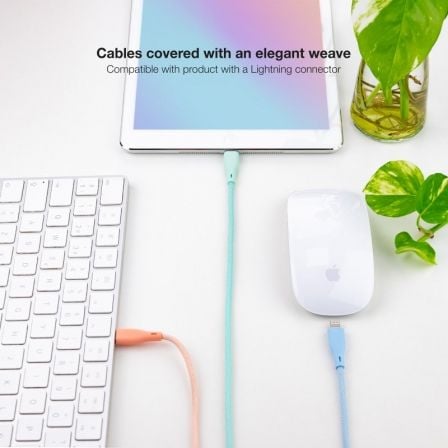 Cabos USB 2.0 Lightning Nanocable 10.10.0401-CO1/ USB Macho - Lightning Macho/ 1m/ 3 Unidades/ Rosa, Azul e Verde - Imagem 3