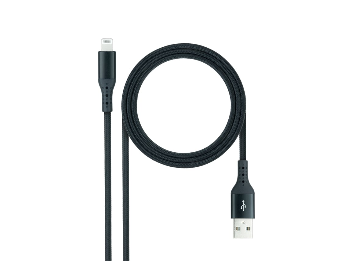 Cable USB 2.0 Lightning Nanocable 10.10.0401-COBK/ USB Macho - Lightning Macho/ 1m/ Preto
