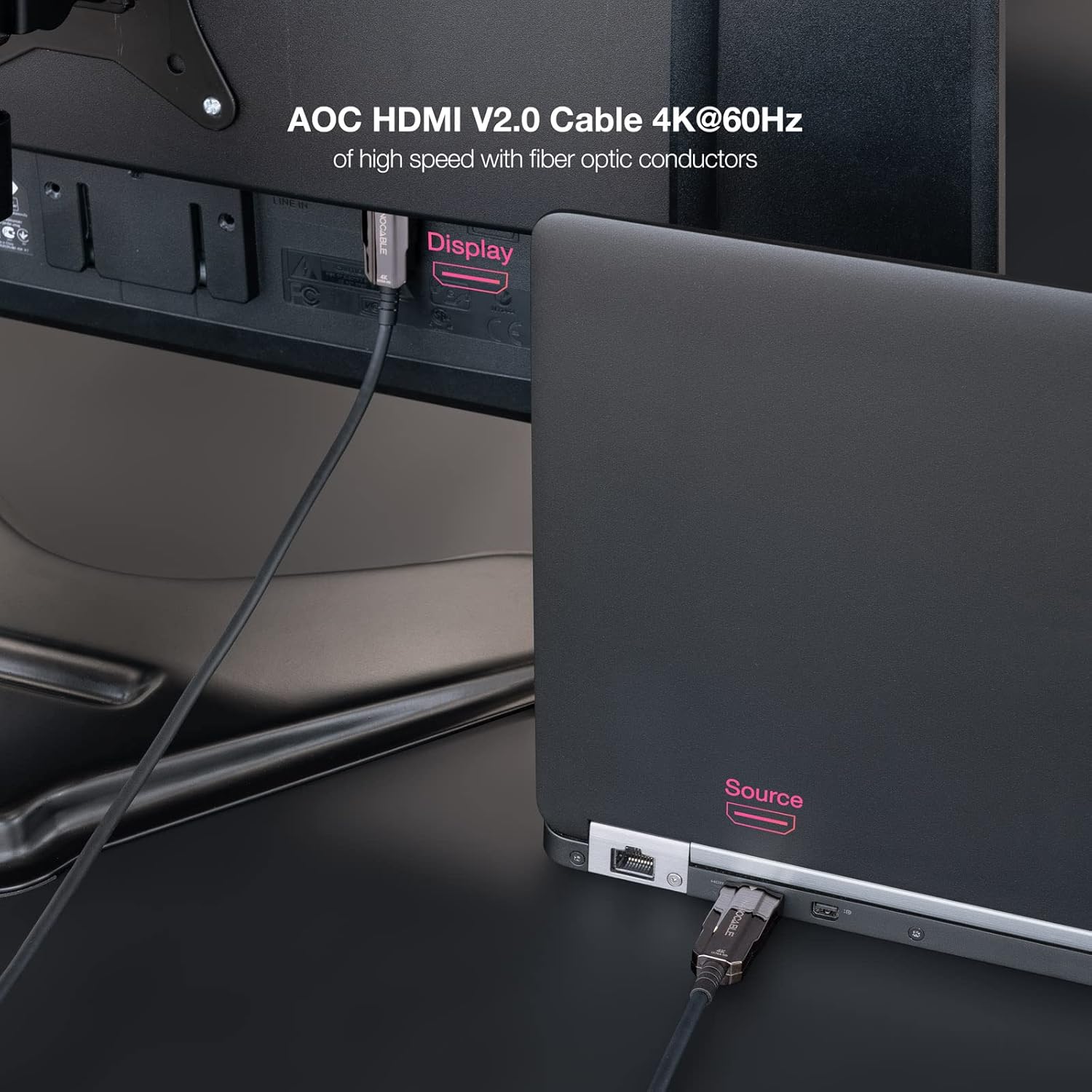 Cabo HDMI 2.0 AOC 4K Nanocable 10.15.2020/ HDMI Macho - HDMI Macho/ 20m/ Preto - Imagem 6