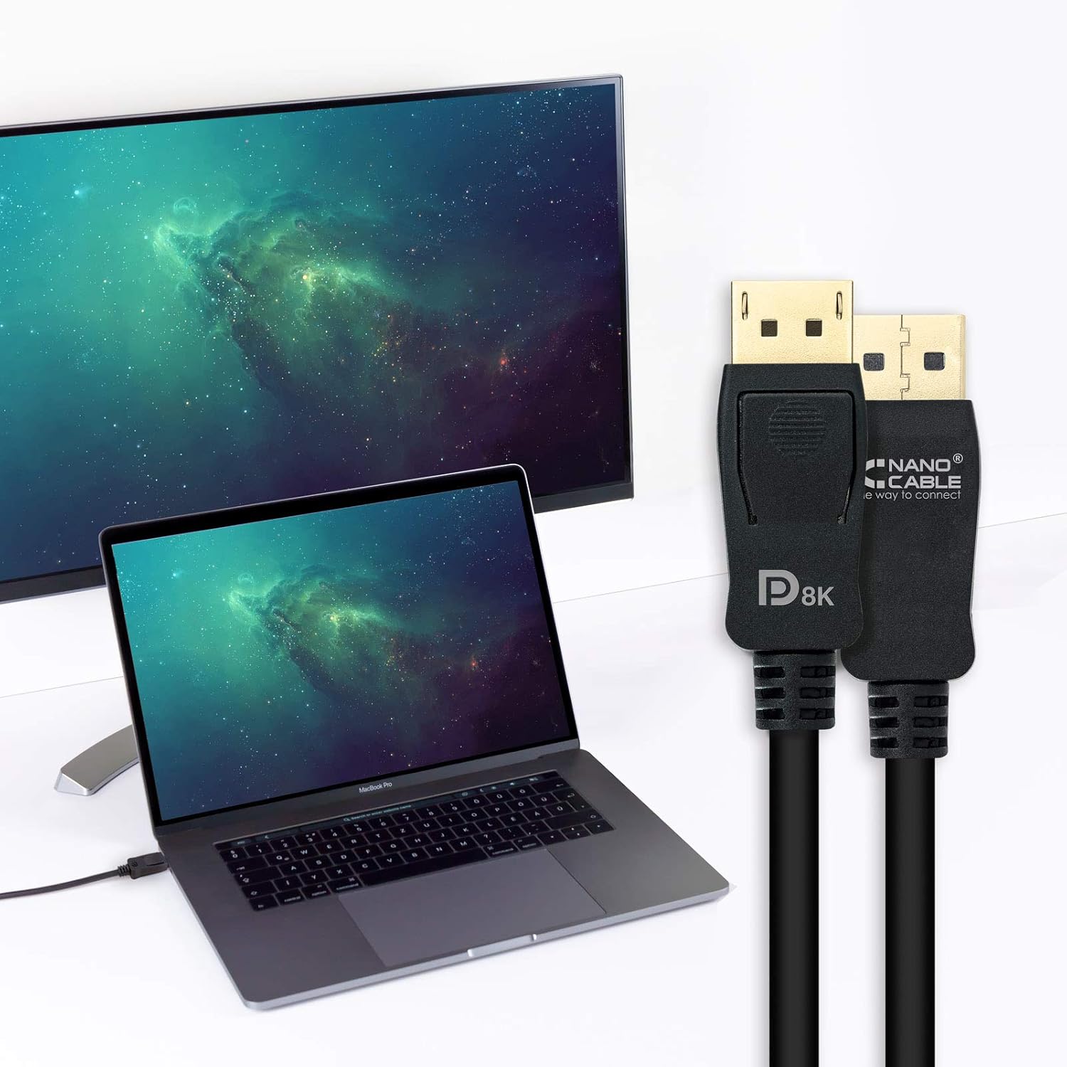 Cabo DisplayPort 1.4 8K Nanocable 10.15.2502/ DisplayPort Macho - DisplayPort Macho/ 2m/ Certificado/ Preto - Imagem 6