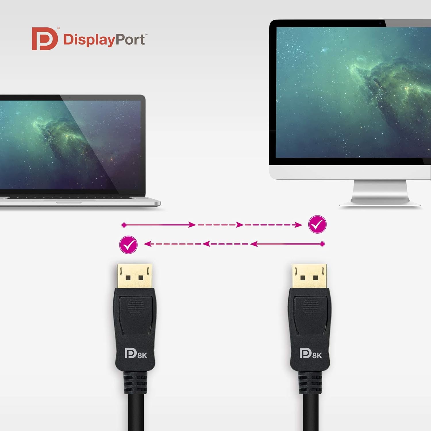 Cabo DisplayPort 1.4 8K Nanocable 10.15.2502/ DisplayPort Macho - DisplayPort Macho/ 2m/ Certificado/ Preto - Imagem 5