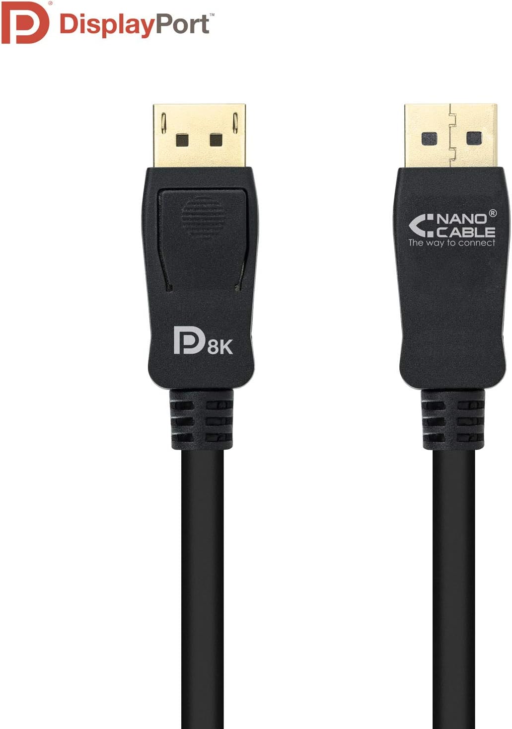 Cabo DisplayPort 1.4 8K Nanocable 10.15.2502/ DisplayPort Macho - DisplayPort Macho/ 2m/ Certificado/ Preto - Imagem 2