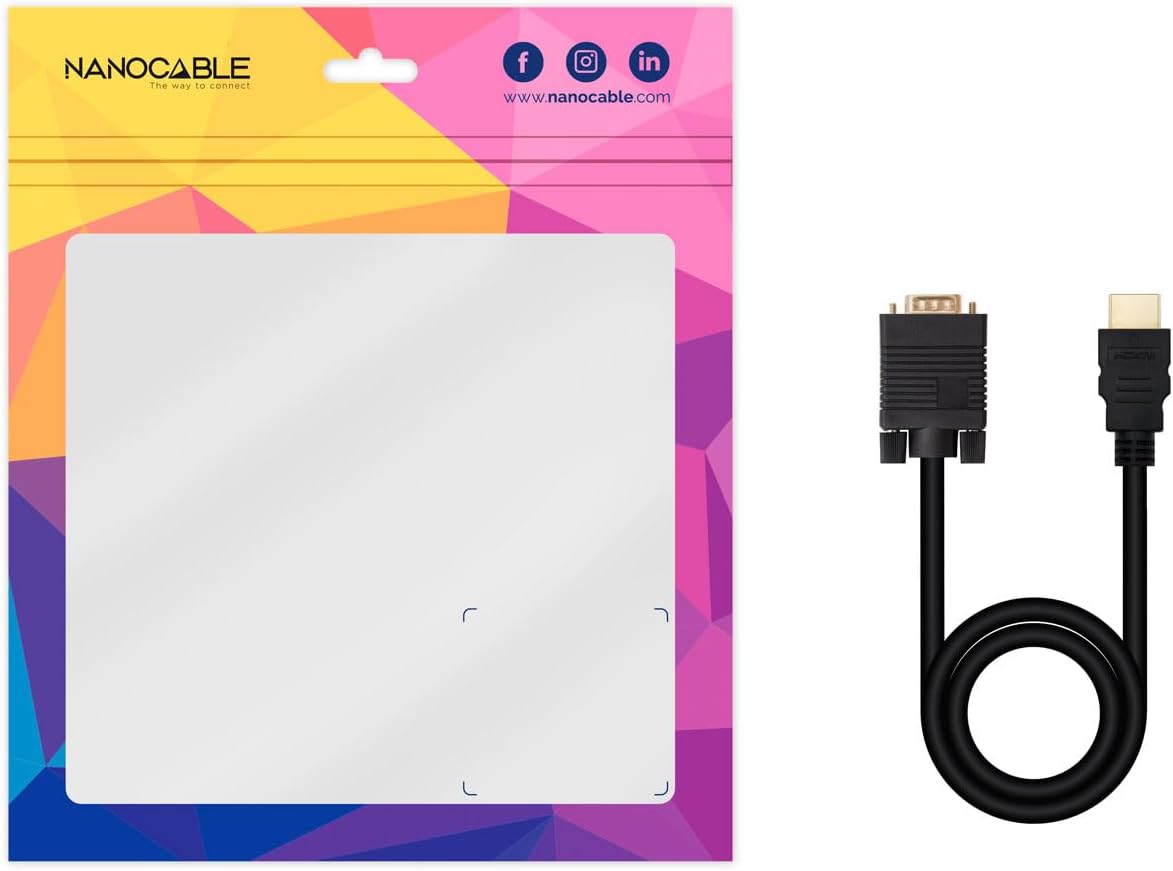 Cabo Conversor Nanocable 10.15.4348/ HDMI Macho - VGA Macho/ 1.8m/ Preto - Imagem 6