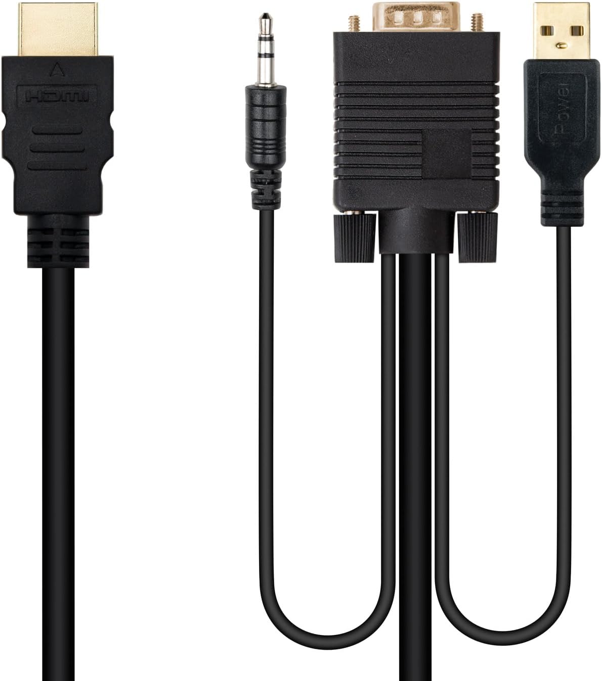 Cabo Conversor Nanocable 10.15.4350/ HDMI Macho - VGA Macho - Jack 3.5 Macho - USB Macho/ 1.8m/ Preto - Imagem 2