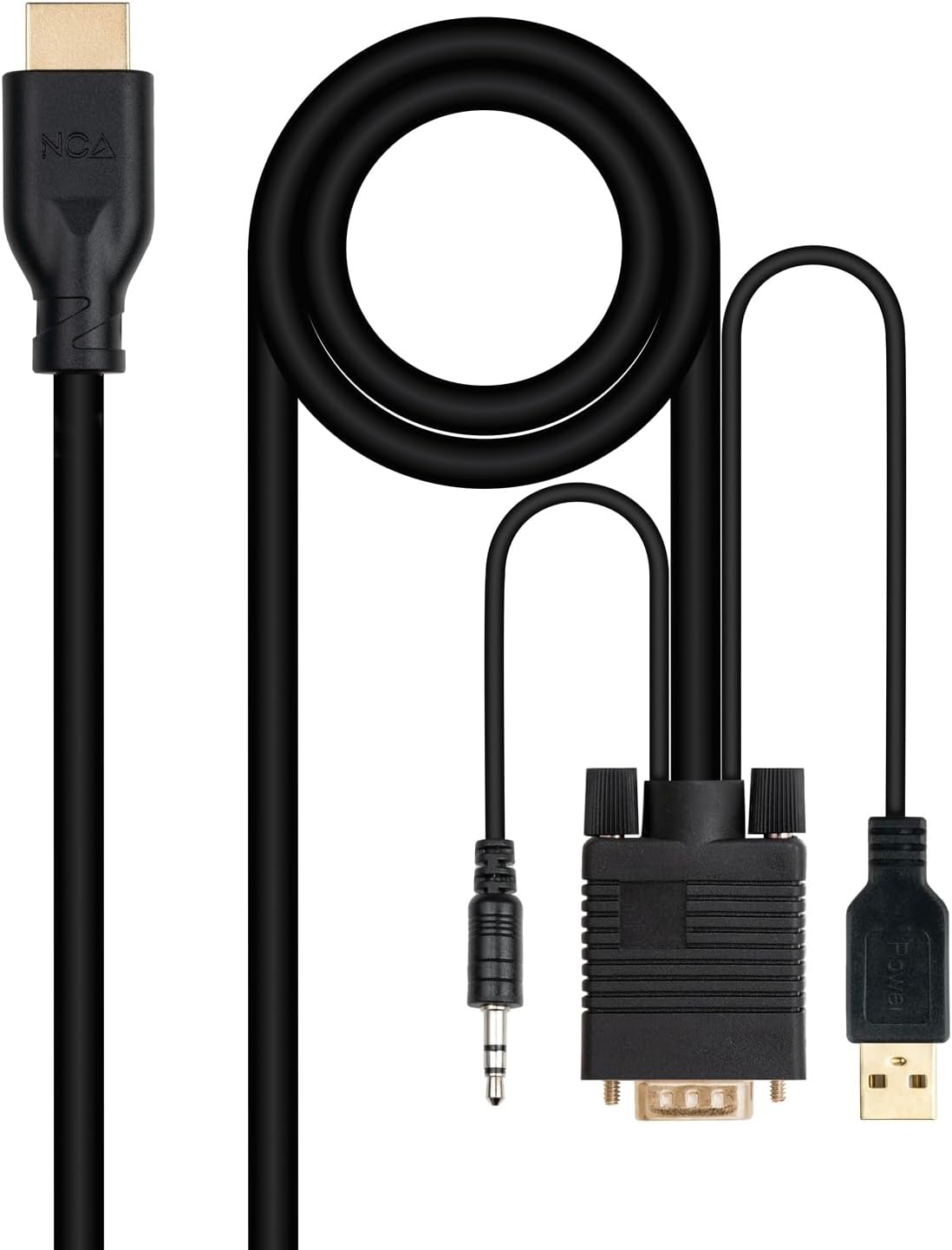 Cabo Conversor Nanocable 10.15.4612/ HDMI Macho - VGA Macho/ Jack 3.5 Macho/ USB Macho/ 1.8m/ Preto