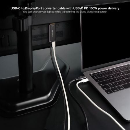 Cabo Conversor Nanocable 10.15.5012/ USB Tipo-C Macho - DisplayPort 8K Macho/ USB Tipo-C Fêmea/ Até 100W/ 1.8m/ Cinzento - Imagem 3