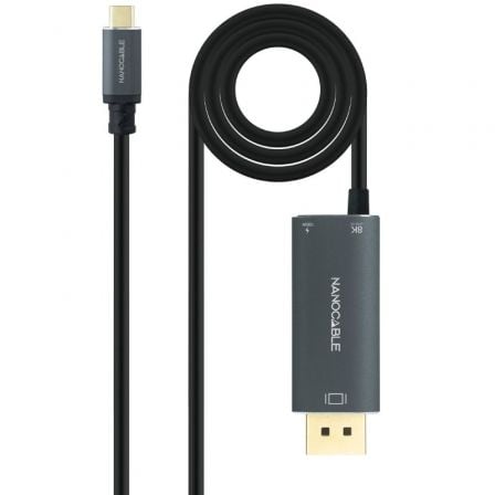 Cabo Conversor Nanocable 10.15.5012/ USB Tipo-C Macho - DisplayPort 8K Macho/ USB Tipo-C Fêmea/ Até 100W/ 1.8m/ Cinzento - Imagem 2