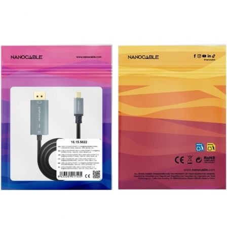 Cabo Conversor Nanocable 10.15.5022/ USB Tipo-C Macho - Displayport Macho/ 2m/ Preto - Imagem 5