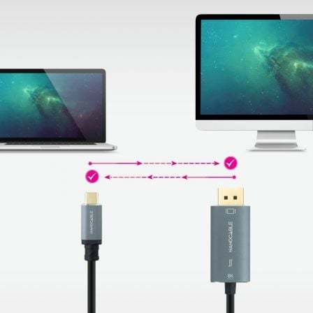 Cabo Conversor Nanocable 10.15.5022/ USB Tipo-C Macho - Displayport Macho/ 2m/ Preto - Imagem 4