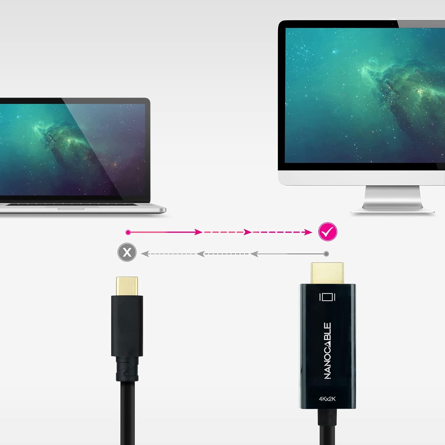 Cabo Conversor Nanocable 10.15.5133/ USB Tipo-C Macho - HDMI Macho/ 3m/ Preto - Imagem 4