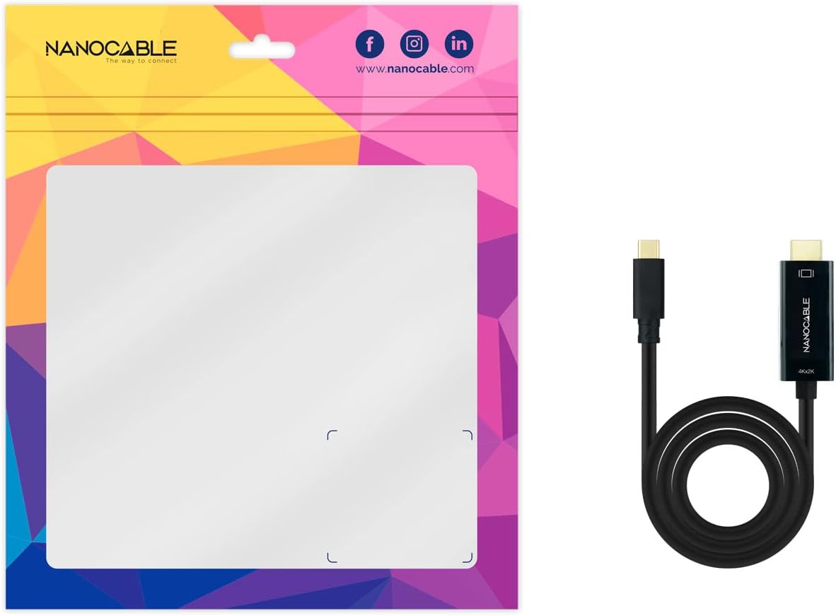 Cabo Conversor Nanocable 10.15.5133/ USB Tipo-C Macho - HDMI Macho/ 3m/ Preto - Imagem 7
