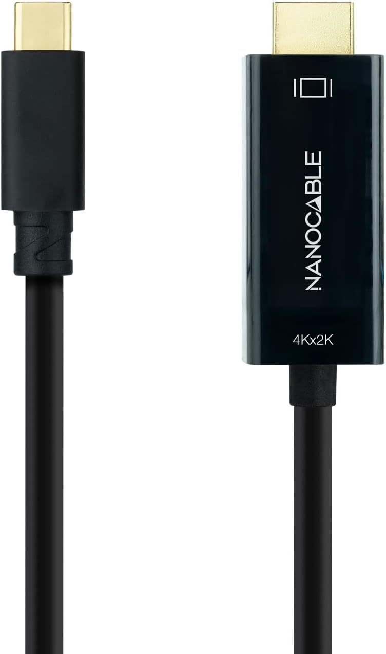Cabo Conversor Nanocable 10.15.5133/ USB Tipo-C Macho - HDMI Macho/ 3m/ Preto - Imagem 2