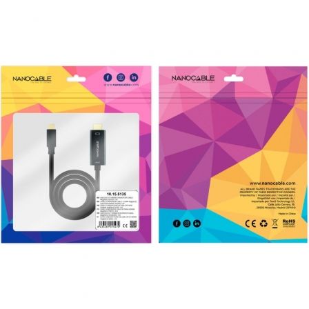 Cabo Conversor Nanocable 10.15.5135/ USB Tipo-C Macho - HDMI Macho/ 5m/ Preto - Imagem 4