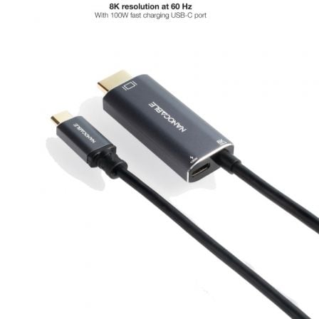 Cabo Conversor Nanocable 10.15.5182/ USB Tipo-C Macho - HDMI 8K Macho/ USB Tipo-C Fêmea/ Até 100W/ 1.8m/ Preto - Imagem 3