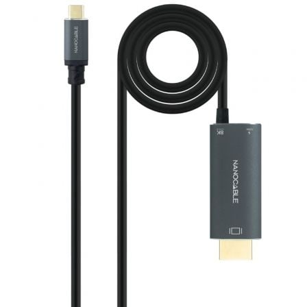 Cabo Conversor Nanocable 10.15.5182/ USB Tipo-C Macho - HDMI 8K Macho/ USB Tipo-C Fêmea/ Até 100W/ 1.8m/ Preto - Imagem 2