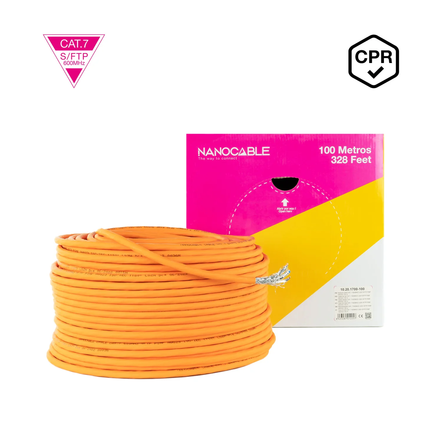 Bobina de Cabo Nanocable Cat.7 SFTP PIMF AWG23 100m LSZH 600MHz Laranja - Imagem 4