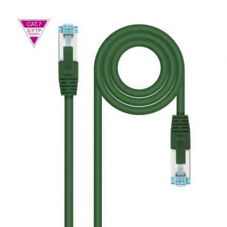 Cabo de Rede Nanocable RJ45 SFTP Cat.7 AWG26 10Gbps 2m Verde - Imagem 2