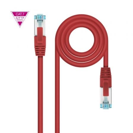 Cabo de Rede Nanocable Cat.7 SFTP 2m RJ45 AWG26 10Gbps Vermelho - Imagem 2
