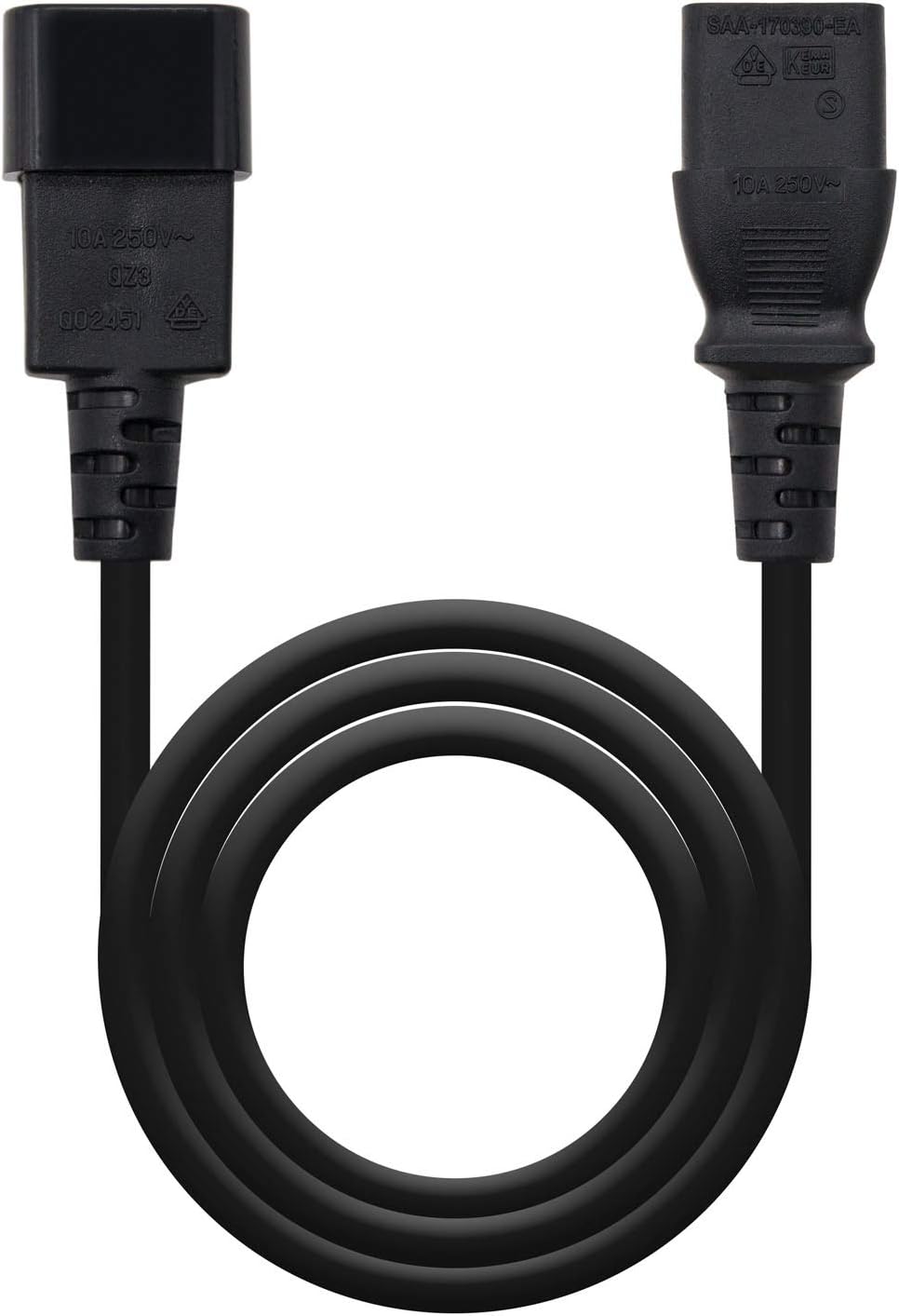 Cabo Extensor de Alimentação Nanocable 10.22.0203/ IEC C13 Fêmea - IEC C14 Macho/ 3m/ Preto