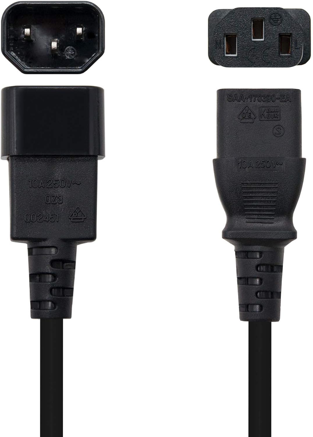 Cabo Extensor de Alimentação Nanocable 10.22.0203/ IEC C13 Fêmea - IEC C14 Macho/ 3m/ Preto - Imagem 2